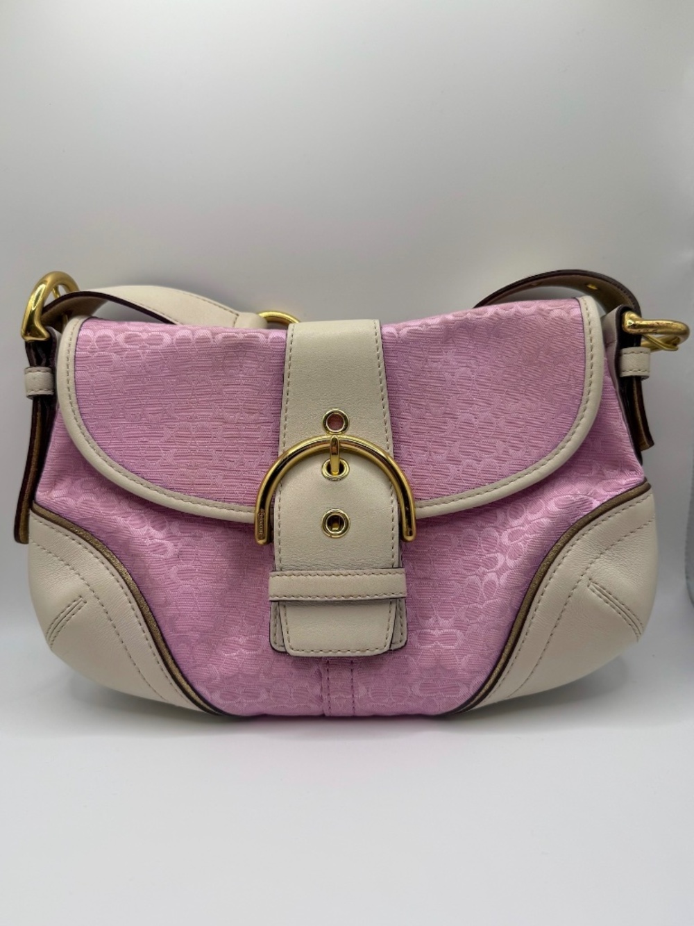 Coach Soho Signature Pink C Monogram Buckle Shoulder Bag 1456 Y2K